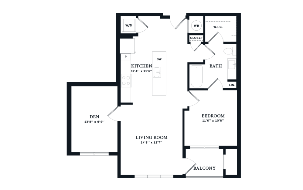 Oasis - 1 bedroom floorplan layout with 1 bathroom and 926 square feet (2D)