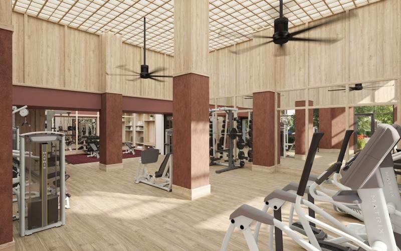 a gym with exercise equipment